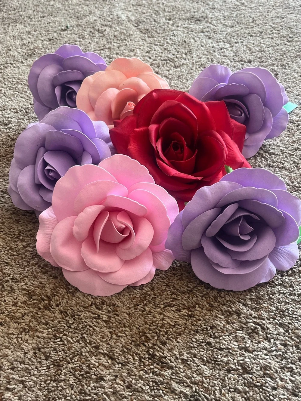 Ashland floral accent assorted roses, red, purple Pink and coral.